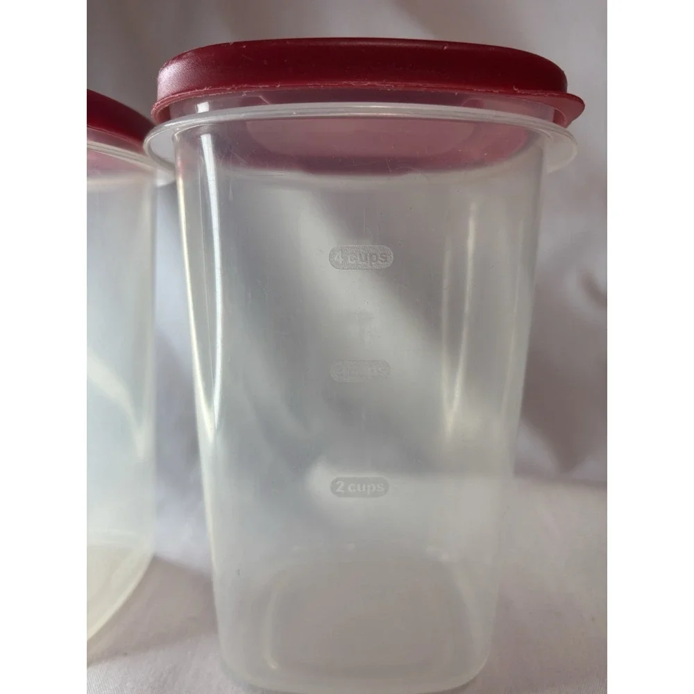 Rubbermaid Storage Container Set 1.2L Rectangular Clear/Red Snap Lid 2pcs